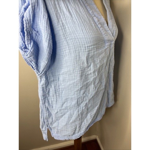Xirena Short Sleeve Blue Guaze Popover Blouse Small S - Picture 5 of 9